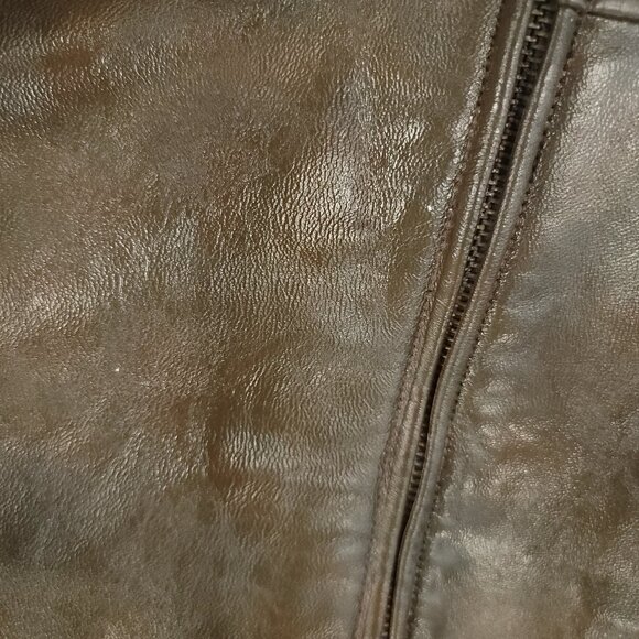 Leather Jacket Women's Large? Brown Zip Front Hand Painted Horses Modified - Picture 15 of 16